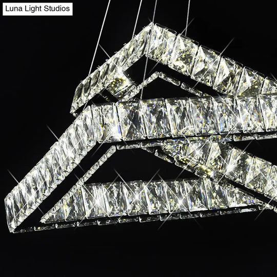Minimalist Black Crystal Led Rectangle Chandelier For Dining Room Pendant Lighting