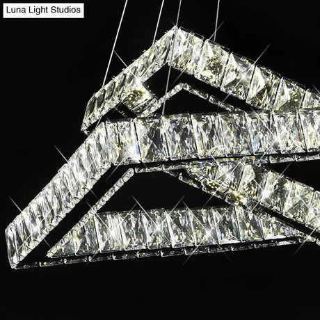 Minimalist Crystal Led Black Rectangle Chandelier Pendant Light For Dining Room
