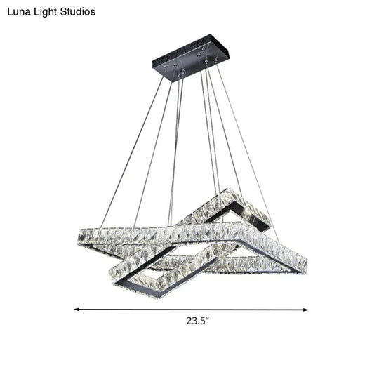 Minimalist Black Crystal Led Rectangle Chandelier For Dining Room Pendant Lighting