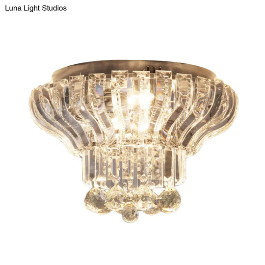 Minimalist Crystal Led Flush Mount Light For Bedroom - Stylish & Compact Ceiling Lighting