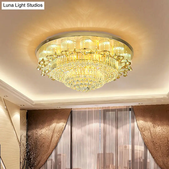 Minimalist Crystal Led Flushmount Ceiling Light In Gold