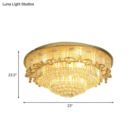 Minimalist Crystal Led Flushmount Ceiling Light In Gold
