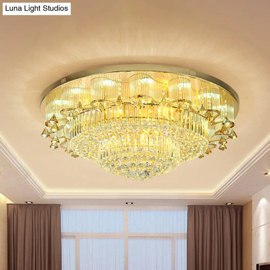 Minimalist Crystal Led Flushmount Ceiling Light In Gold