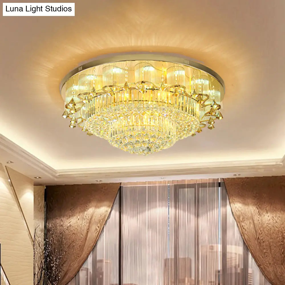 Minimalist Crystal Led Flushmount Ceiling Light In Gold