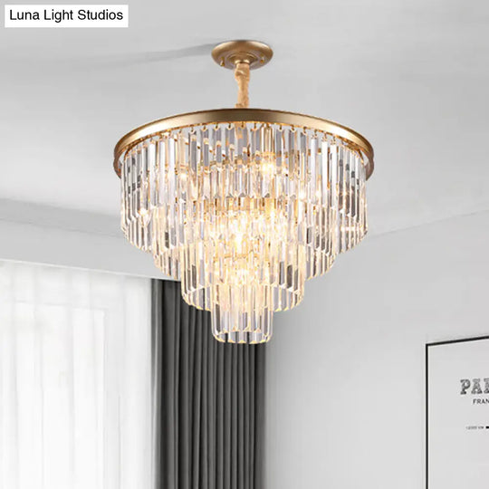 Minimalist Black/Gold Adjustable Crystal Pendant Chandelier - 6/9/15 Lights 19.5/23.5/31.5 Width