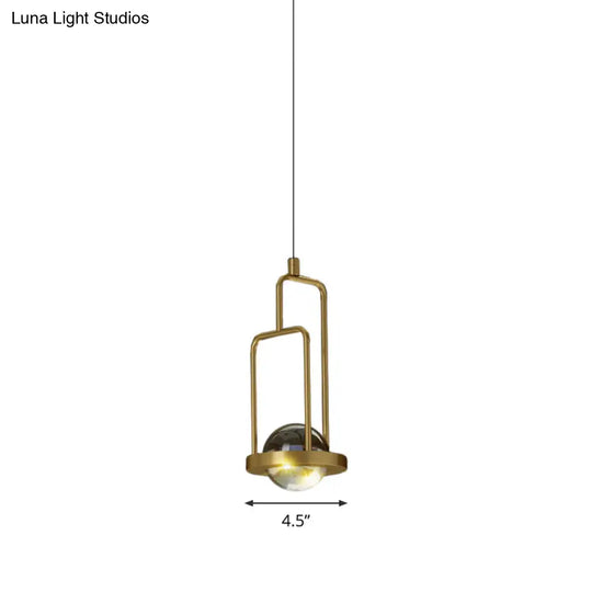 Minimalist Crystal Pendant Lamp With Gold Frame And Rectangle Design