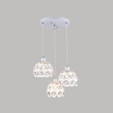 Minimalist Crystal Pendant Lamp With Hollowed-Out Dome Shape 3 / White 8’