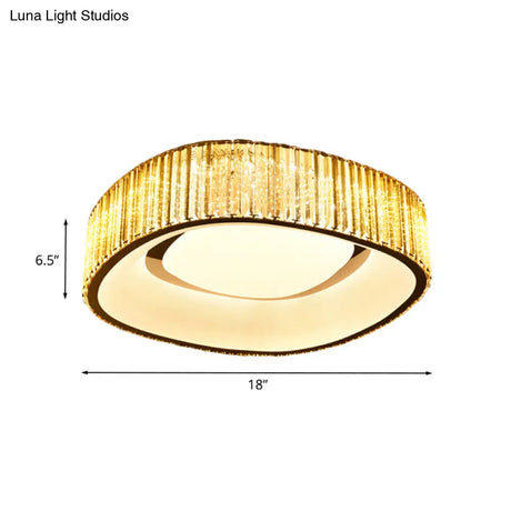 Minimalist Crystal Prism Led Flushmount Lamp For Bedroom - White Flush Mount Light