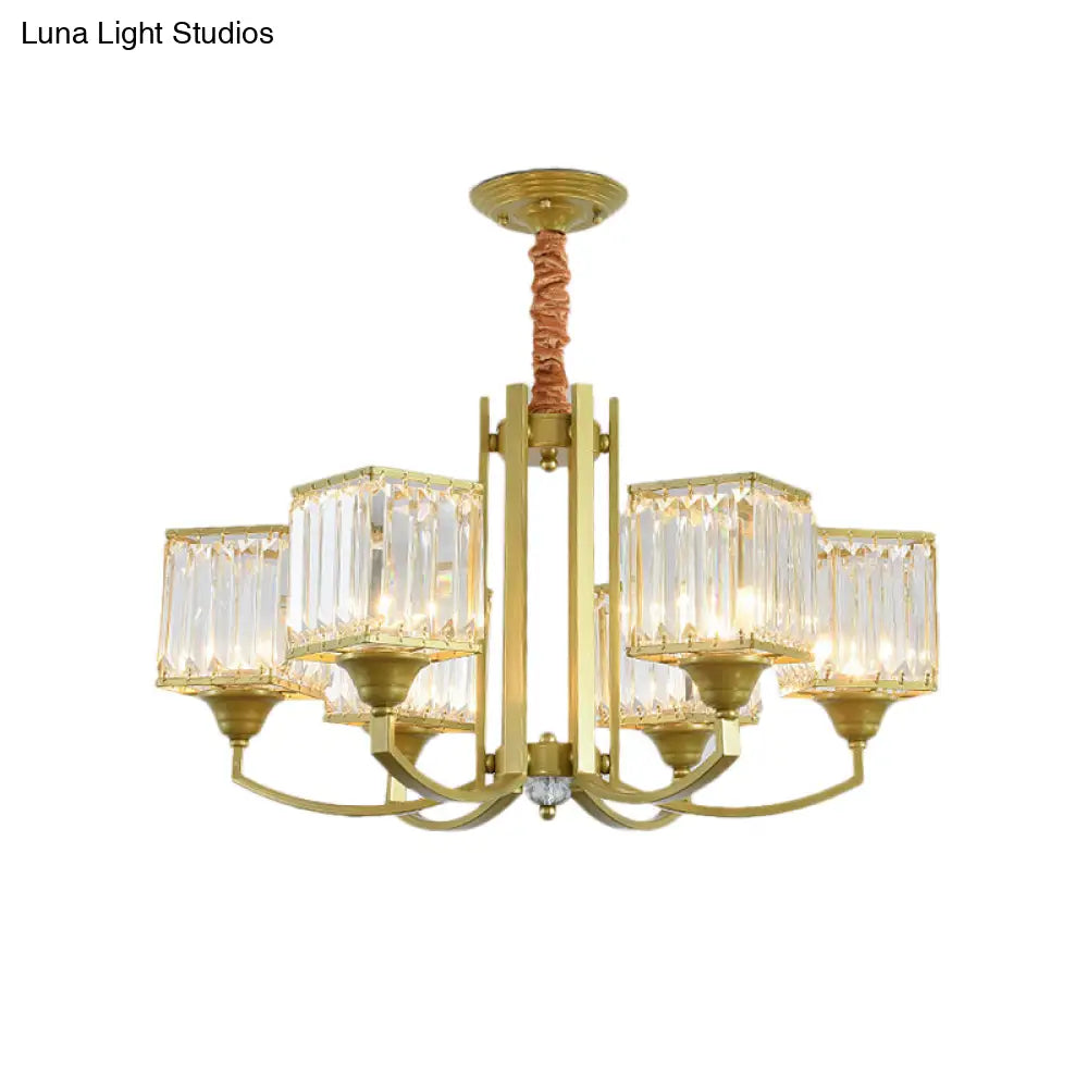 Minimalist Crystal Sputnik Chandelier Pendant Light - Gold Finish (3/6/8 Lights) For Living Room
