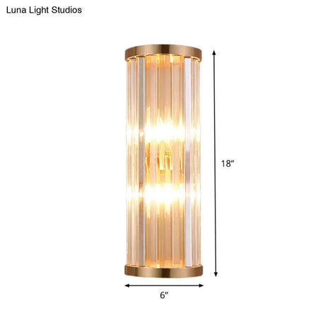 Minimalist Crystal Wall Sconce With 2 Bulbs For Living Room Lighting