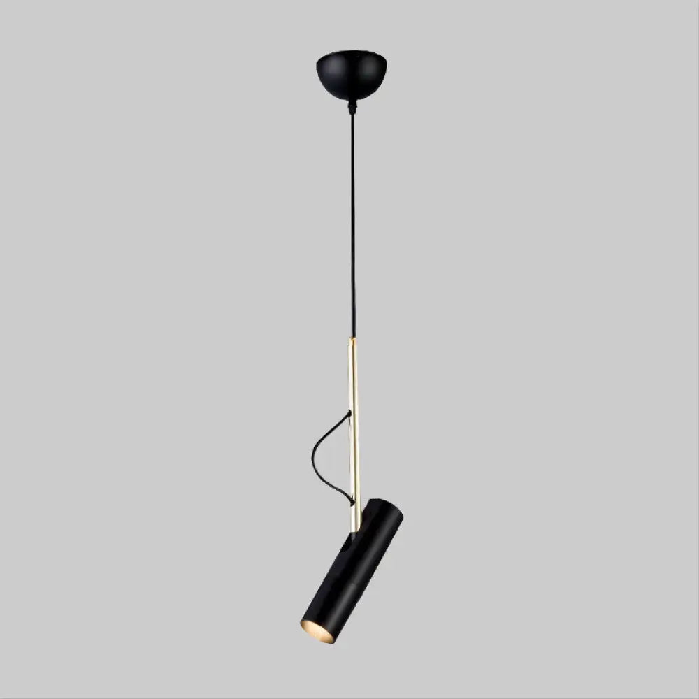 Metallic Cylinder Mini Pendant Light Fixture - Black/White With Warm/White Option