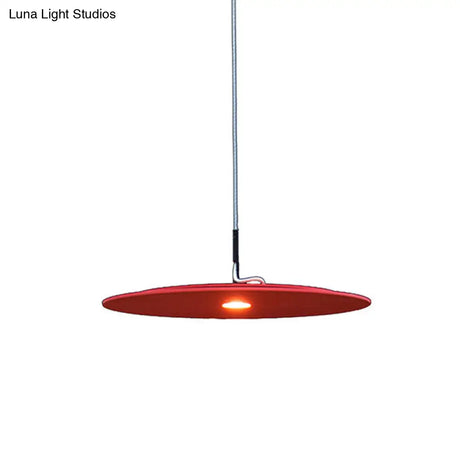 Minimalist Disk Pendant Lamp - Metallic Led Suspension Light Fixture For Decorative Diner Bars
