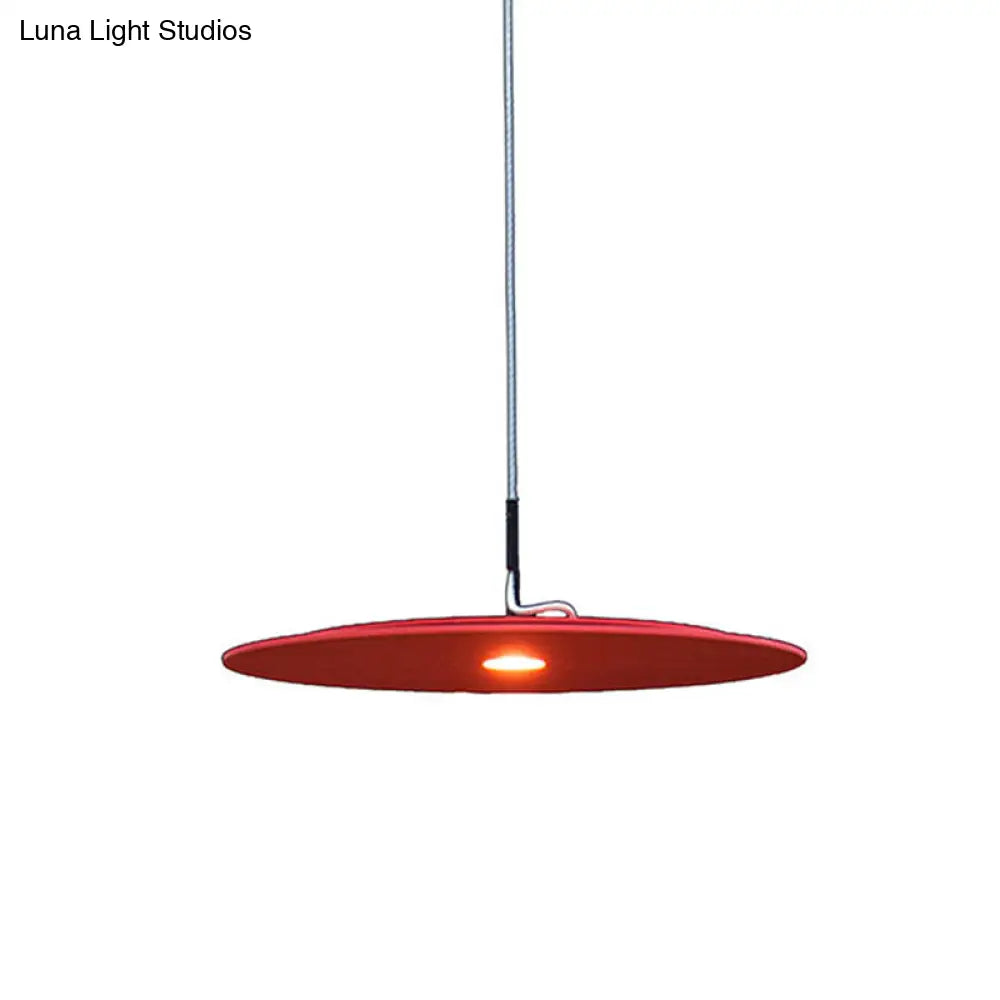 Minimalist Disk Pendant Lamp - Metallic Led Suspension Light Fixture For Decorative Diner Bars
