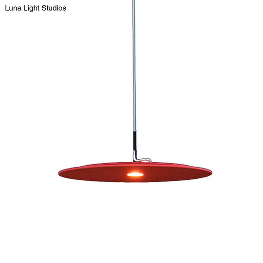 Minimalist Disk Pendant Lamp - Metallic Led Suspension Light Fixture For Decorative Diner Bars