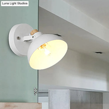 Minimalist Domed Wall Lamp - Metallic Sconce Fixture In White