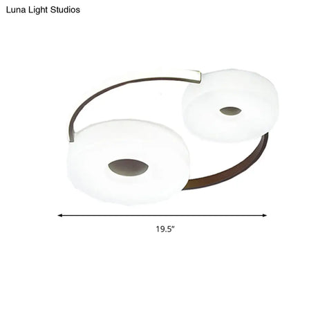 Minimalist Donut Flush Mount Ceiling Light - 16’/19.5’ Dia Coffee Led Fixture With Acrylic