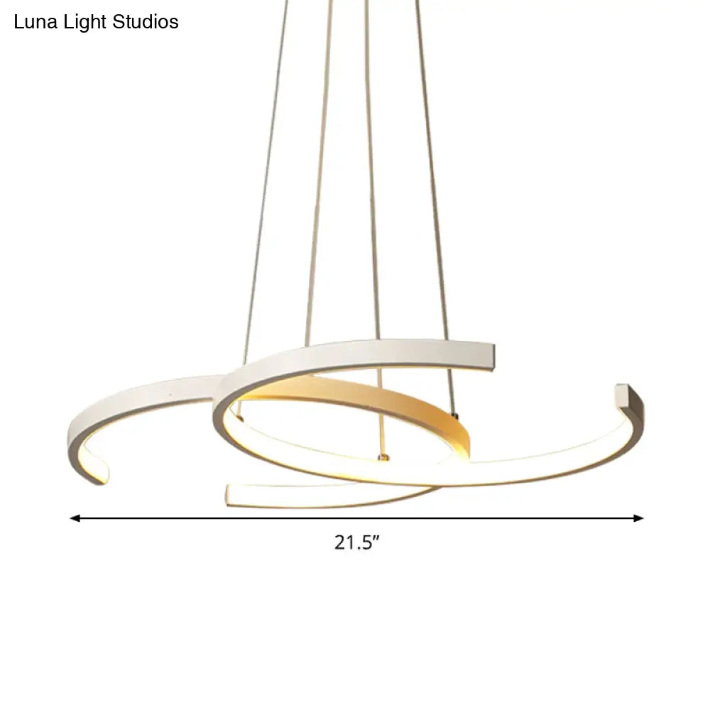Minimalist Double C-Shape Metal Ceiling Pendant Light In Black/White - Led Chandelier With