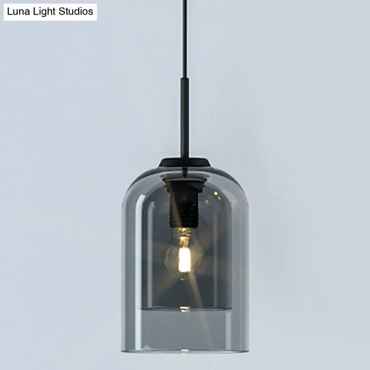 Minimalist Double Glasses Shade Pendant Light - Modern Ceiling For Aisles And Bedrooms Smoke Gray
