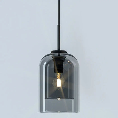 Minimalist Double Glass Shade Pendant Light For Aisle Bedroom - Modern And Stylish Smoke Gray