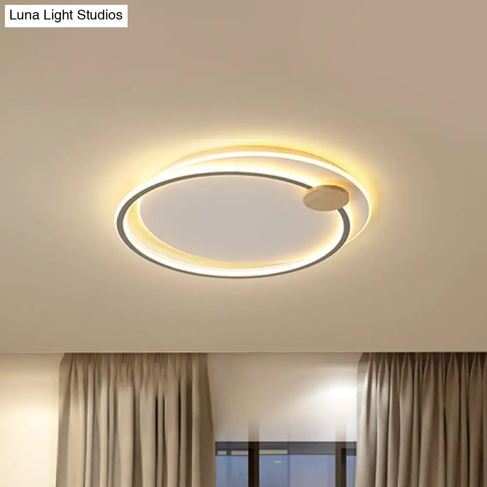 Minimalist Dual Circle Led Ceiling Light In Black/Grey For Warm/White Lighting - 16.5/20.5 Wide