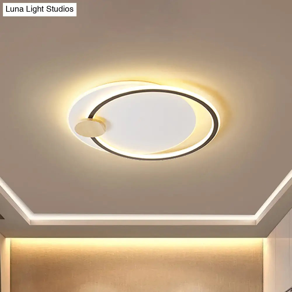 Minimalist Dual Circle Led Ceiling Light In Black/Grey For Warm/White Lighting - 16.5’/20.5’