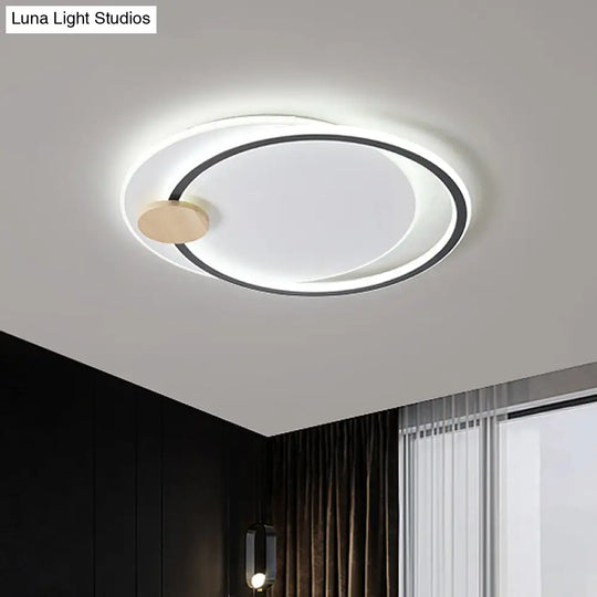 Minimalist Dual Circle Led Ceiling Light In Black/Grey For Warm/White Lighting - 16.5/20.5 Wide