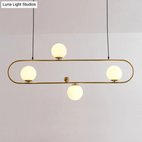 Minimalist Ellipse Pendant Light: Modern Glass Globe Ceiling Fixture For Living Room Island