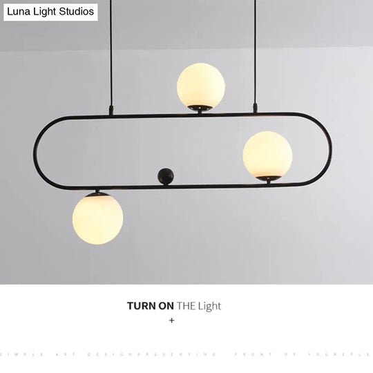 Minimalist Ellipse Pendant Light: Modern Glass Globe Ceiling Fixture For Living Room Island
