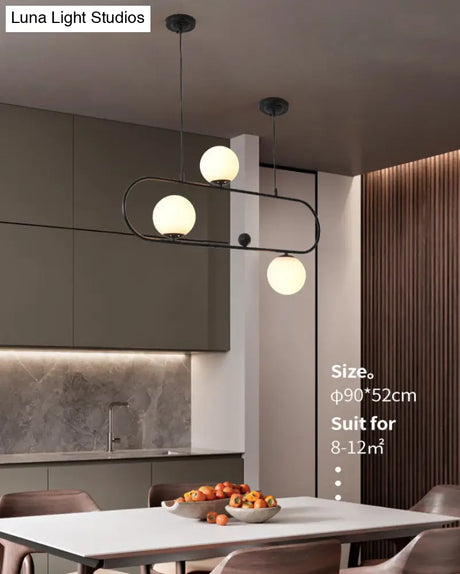 Minimalist Ellipse Pendant Light: Modern Glass Globe Ceiling Fixture For Living Room Island