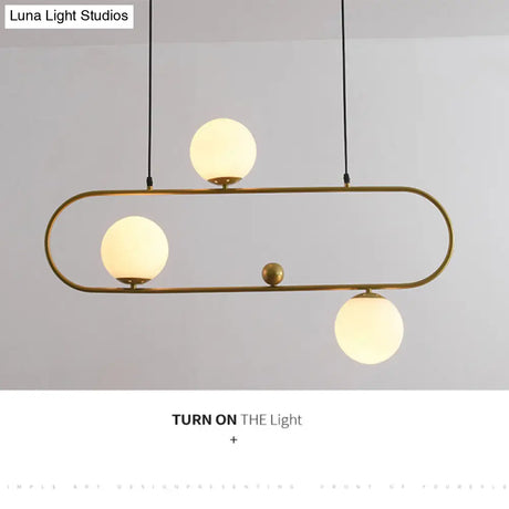 Minimalist Ellipse Pendant Light: Modern Glass Globe Ceiling Fixture For Living Room Island