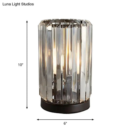 Minimalist Faceted Crystal 1-Head Nightstand Light - Dimmable Black Table Lamp For Living Room
