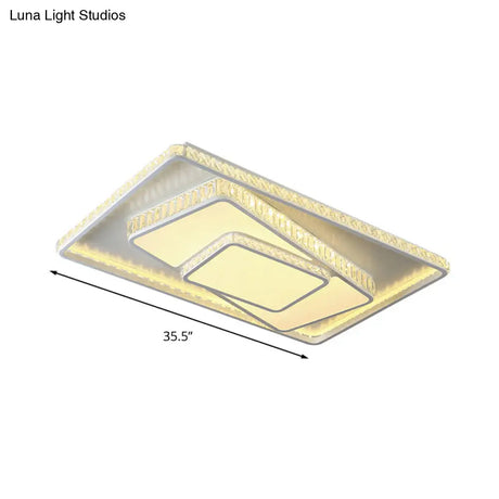Minimalist Faceted Crystal White Ceiling Light Fixture - Led Flush Mount 19.5’/23.5’ W