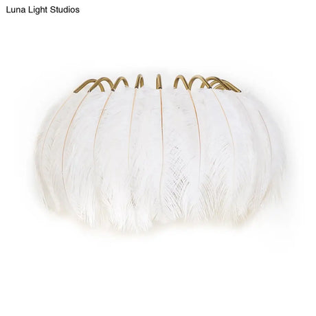 Minimalist Feather Shaded Wall Sconce Light Fixture For Living Room - Mount Lighting