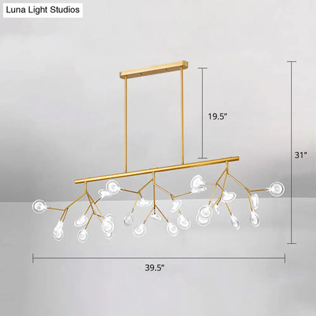 Minimalist Firefly Island Glass Lamp - 27-Bulb Suspended Lighting For Dining Room