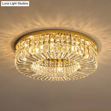 Minimalist Flush Light: Crystal Shade Bedroom Ceiling Lamp Gold / 16