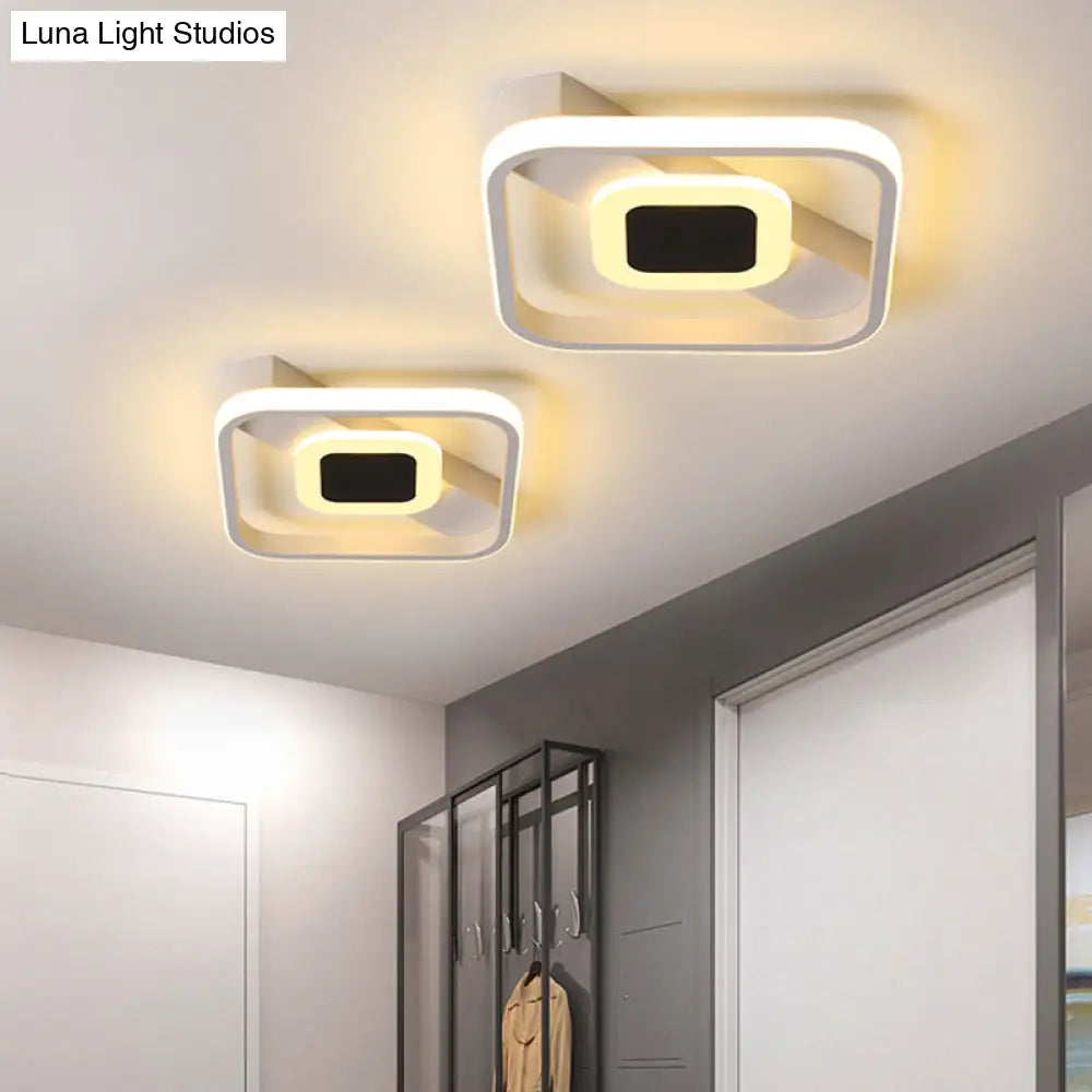 Minimalist Flush Mount Led Ceiling Lamp In White/Warm Light