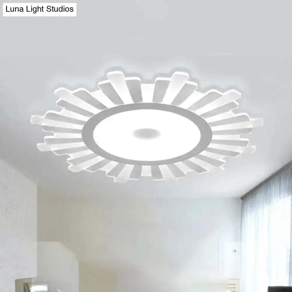Minimalist Flush Mount Led Ceiling Lamp In White With Ultrathin Design & Acrylic Finish