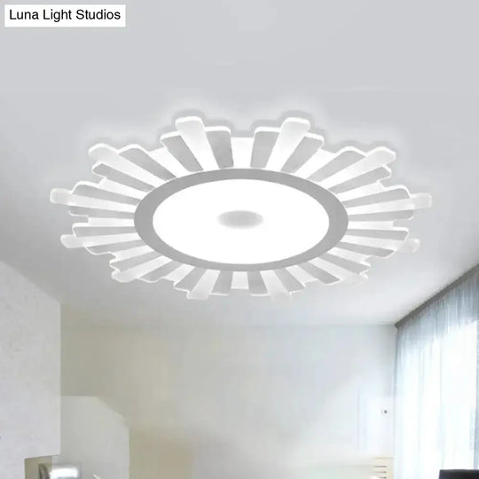 Minimalist Flush Mount Led Ceiling Lamp In White With Ultrathin Design & Acrylic Finish
