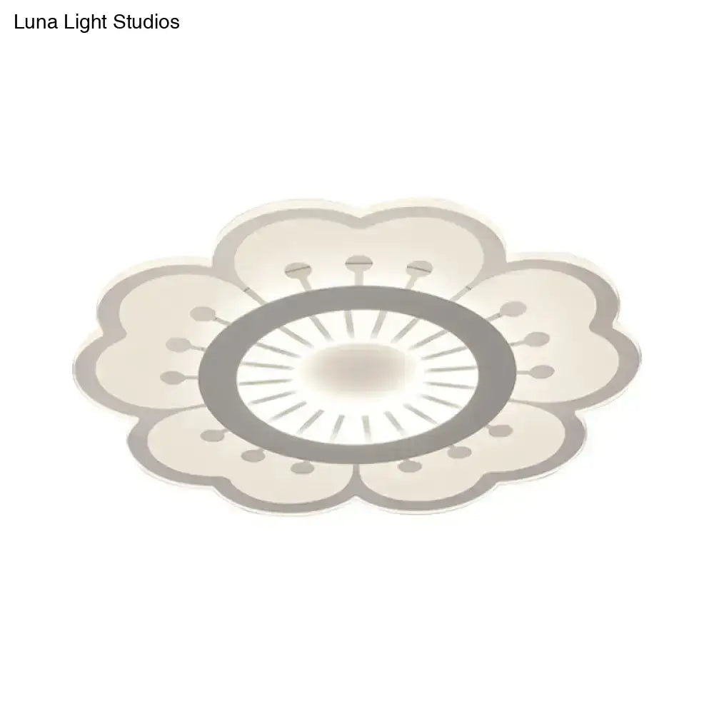 Minimalist Flush Mount Led Ceiling Lamp In White With Ultrathin Design & Acrylic Finish