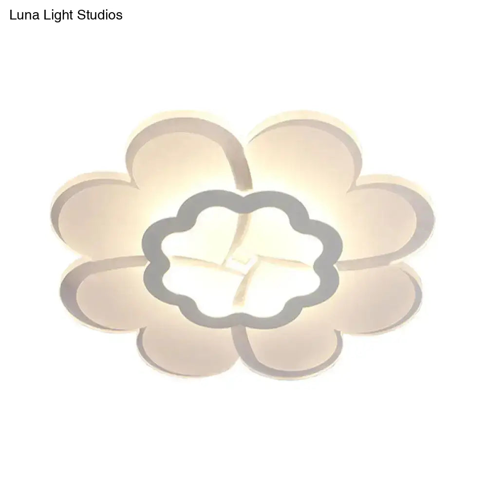 Minimalist Flush Mount Led Ceiling Lamp In White With Ultrathin Design & Acrylic Finish