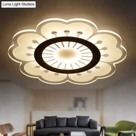 Minimalist Flush Mount Led Ceiling Lamp In White With Ultrathin Design & Acrylic Finish