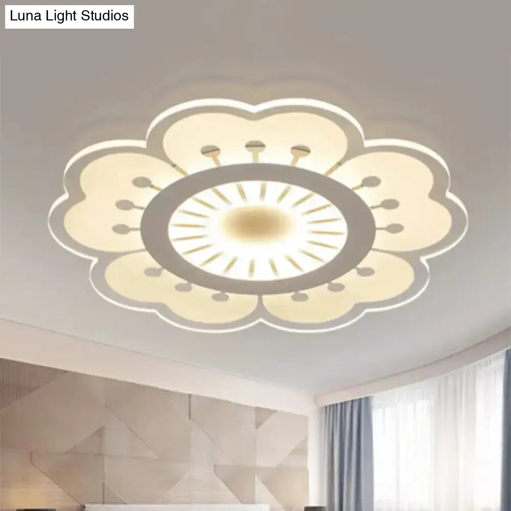 Minimalist Flush Mount Led Ceiling Lamp In White With Ultrathin Design & Acrylic Finish