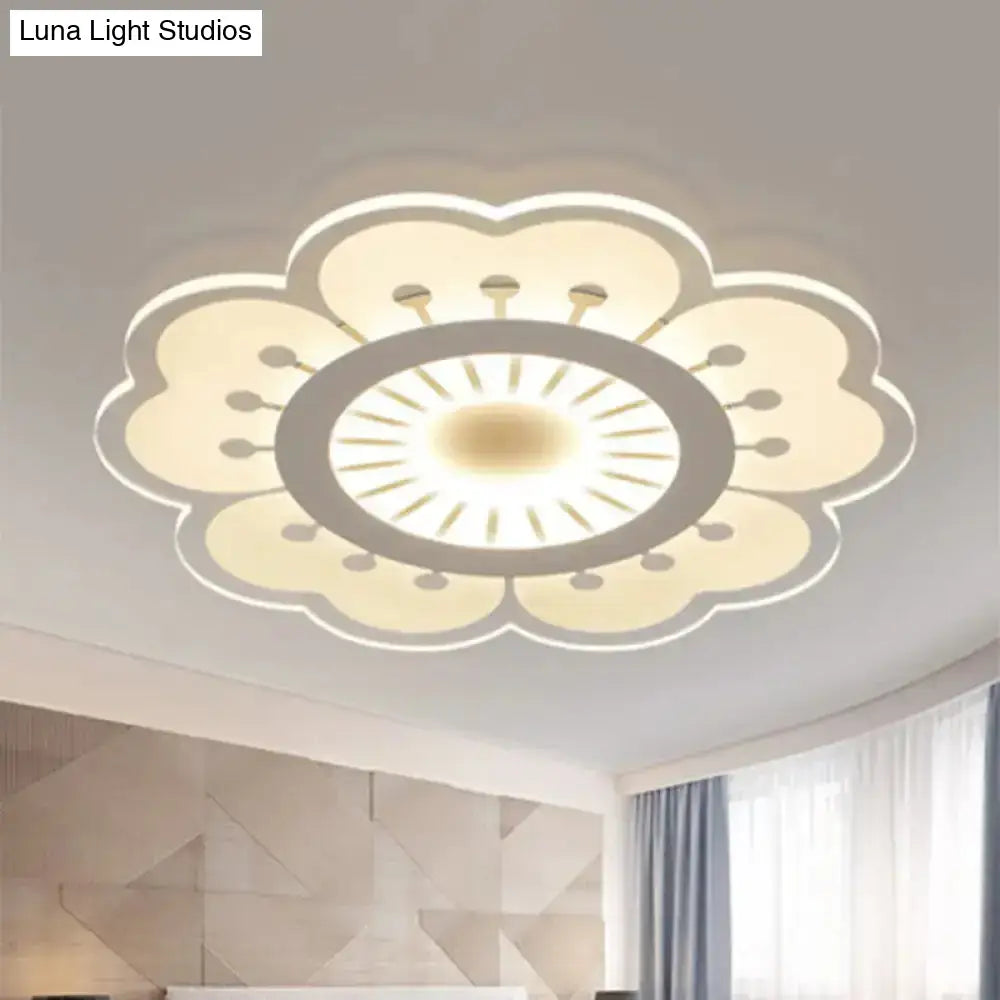 Minimalist Flush Mount Led Ceiling Lamp In White With Ultrathin Design & Acrylic Finish