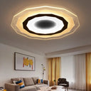 Minimalist Flush Mount Led Ceiling Lamp In White With Ultrathin Design & Acrylic Finish / Diamond