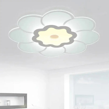 Minimalist Flush Mount Led Ceiling Lamp In White With Ultrathin Design & Acrylic Finish / Windmill