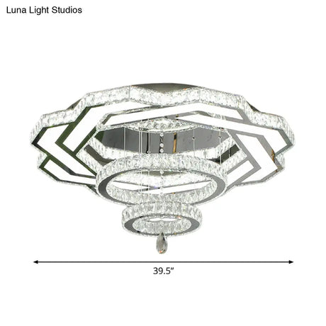 Minimalist Flush Mount Led Crystal Ring Light For Living Room Ceiling