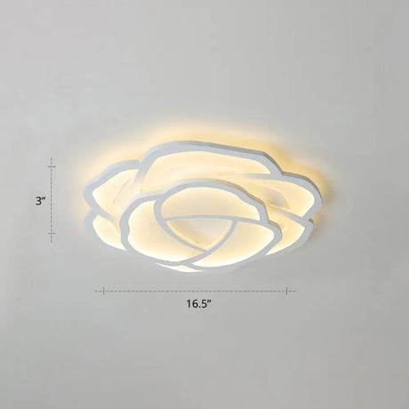 Minimalist Flushmount Led Ceiling Light For Bedroom - White Rose Acrylic Surface Mount / 16.5’ Warm