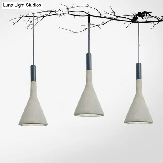 Minimalist Funnel Pendant Cement Light Fixture In Red/Black/White - Ideal For Bedside