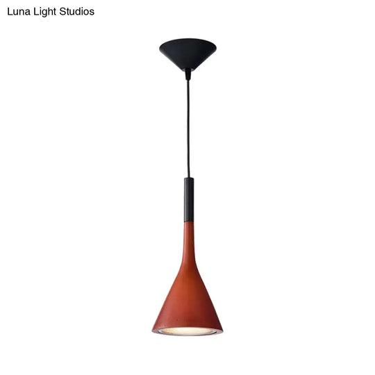 Minimalist Funnel Pendant Cement Light Fixture In Red/Black/White - Ideal For Bedside