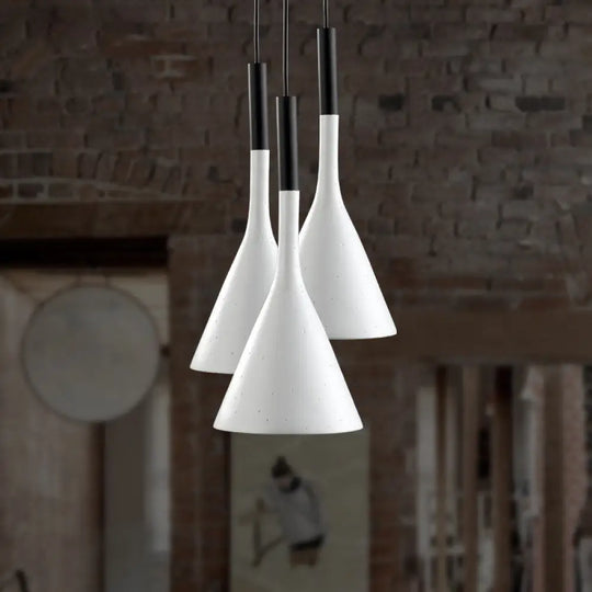 Minimalist Funnel Pendant Cement Light Fixture In Red/Black/White - Ideal For Bedside White